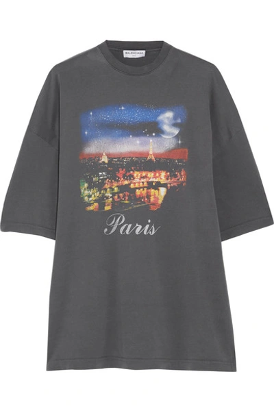 Balenciaga Oversized Printed Cotton-jersey T-shirt In Anthracite