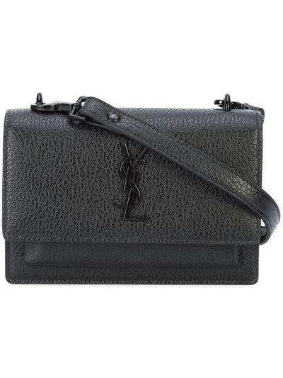 Shop Saint Laurent Logo Monogram Shoulder Bag