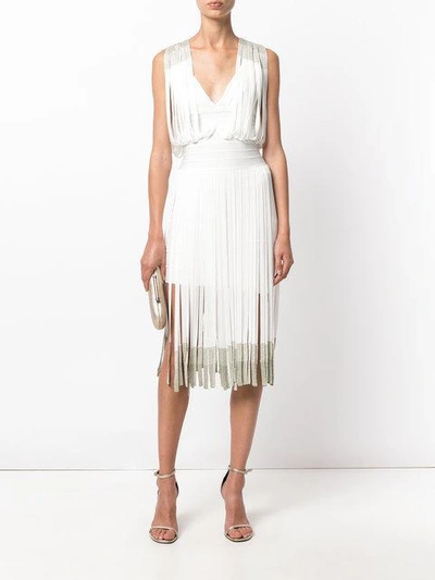 Shop Herve Leger Fringed Shift Dress