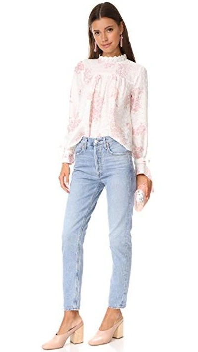 Shop English Factory Top With Tie Detail Sleeves In Antique Rose