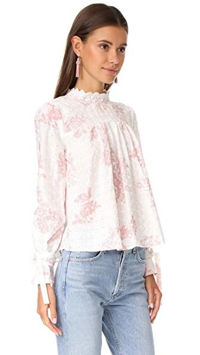 Shop English Factory Top With Tie Detail Sleeves In Antique Rose