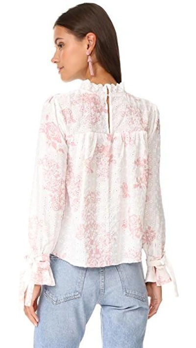 Shop English Factory Top With Tie Detail Sleeves In Antique Rose