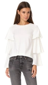 ENGLISH FACTORY RUFFLE ACCENT BLOUSE