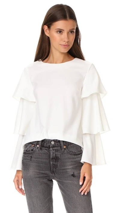 English Factory Ruffle Accent Blouse In White