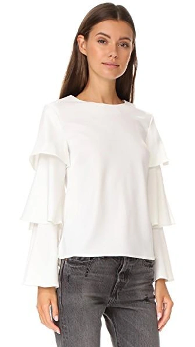 Shop English Factory Ruffle Accent Blouse In White