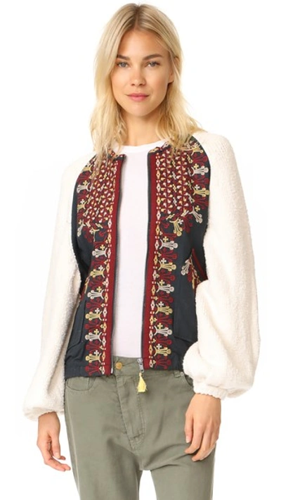 Free People Two Faced Cotton-knitted Jacket In Ivory