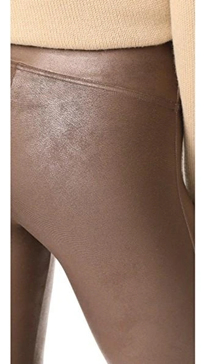 Shop Spanx Faux Leather Leggings In Bronze Metal