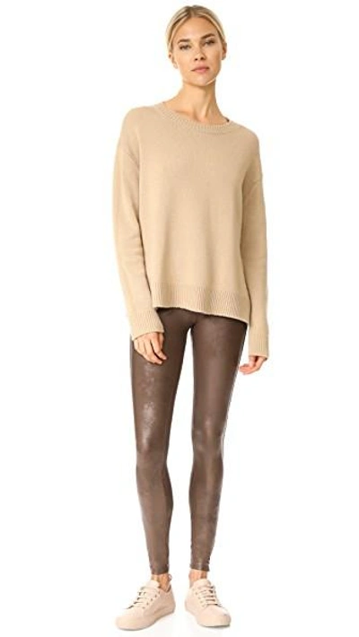 Shop Spanx Faux Leather Leggings In Bronze Metal