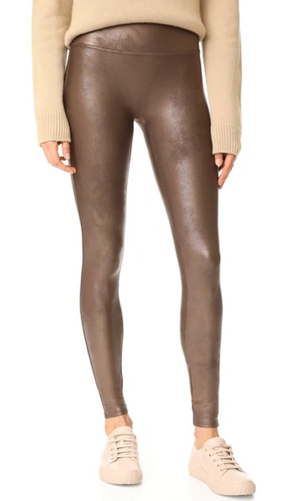 Spanx Faux Leather Leggings In Bronze Metal