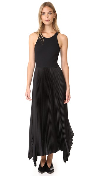 theory vinessi pleated maxi dress