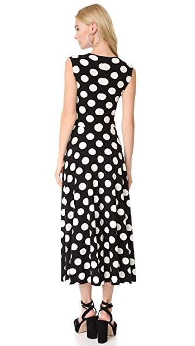 Shop Norma Kamali Sleeveless Flare Dress In Polka Dot