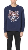 KENZO CHECK TIGER CREW NECK SWEATSHIRT,KNZOO30574