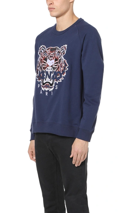 Shop Kenzo Check Tiger Crew Neck Sweatshirt In Black