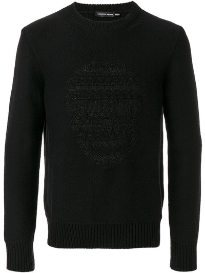 Alexander Mcqueen Black Skull Embossed Knitted Sweater