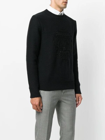 Shop Alexander Mcqueen Black Skull Embossed Knitted Sweater