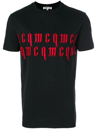 Mcq By Alexander Mcqueen Embossed Brand Logo Cotton-jersey T-shirt In Black Red