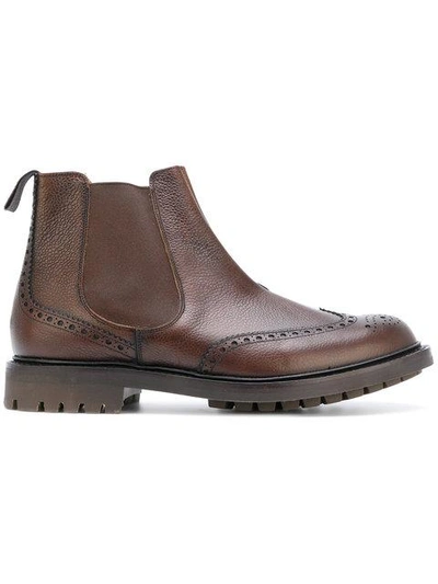 Shop Church's Brogue Detail Chelsea Boots In Brown