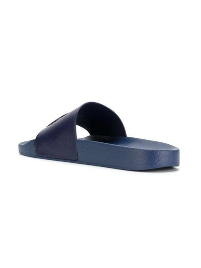 Shop Ferragamo Dante Pool Slides In Blue