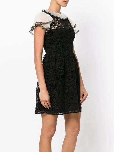 Shop Red Valentino Macrame Lace Trim Dress In Black