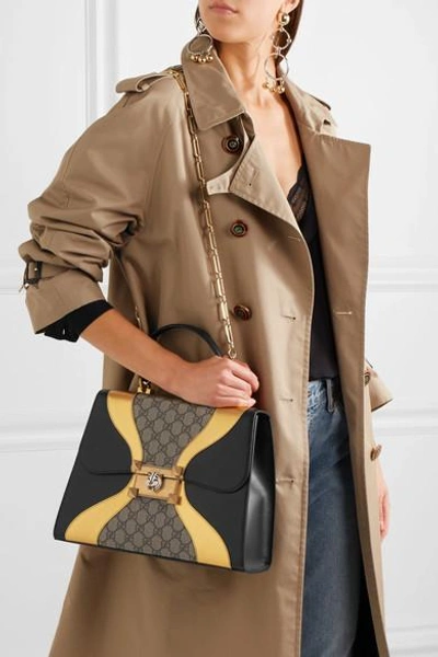 Shop Gucci Osiride 带缀饰皮革涂层帆布手提包