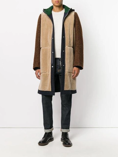 Shop Sacai Hooded Coat - Neutrals In Nude & Neutrals