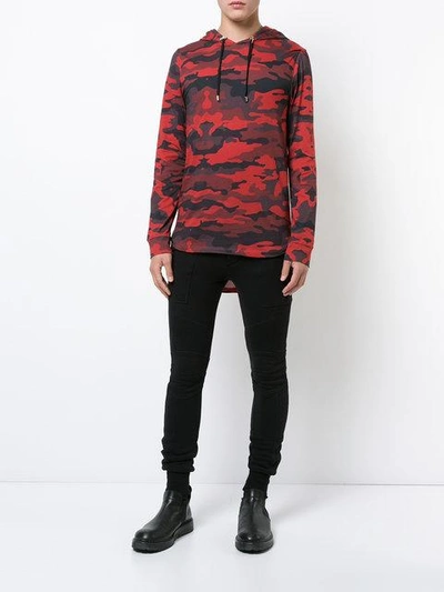 Shop Balmain Camouflage Hooded Sweatshirt