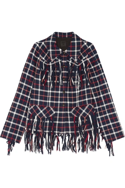 Anna Sui Fringed Checked Cotton Jacket