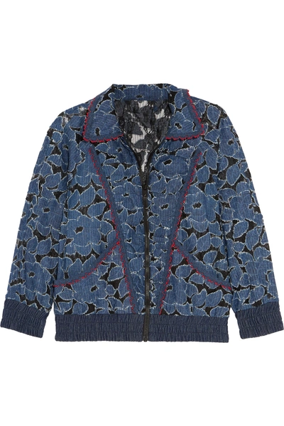 Anna Sui Jacquard-trimmed Denim-appliquéd Lace Jacket