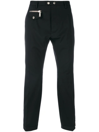 Dsquared2 Wool Trousers With Zip Detail In Black