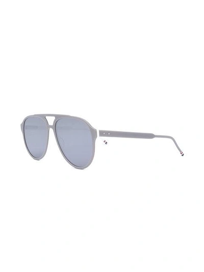 Shop Thom Browne Mirrored Aviator Sunglasses In Grey