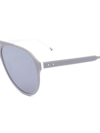 Shop Thom Browne Mirrored Aviator Sunglasses In Grey