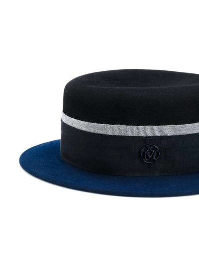 Shop Maison Michel Logo Plaque Panama Hat In Black