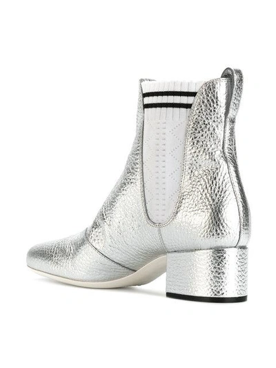 Shop Fendi Sock Detail Chelsea Boots In Metallic