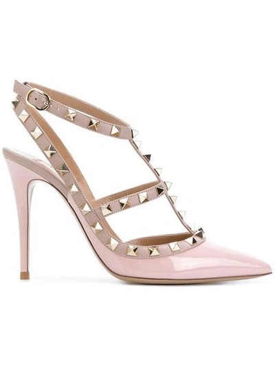 Shop Valentino Studded T-strap Pumps In Pink