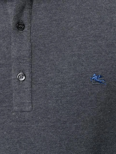 Shop Etro Embroidered Logo Polo Shirt In Grey
