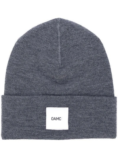Shop Oamc Logo Patch Beanie - Grey