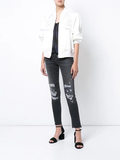 Shop Alexander Wang Palm Tree Embroidered Bomber Jacket In White