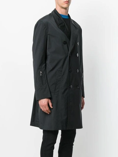 Shop Neil Barrett Zip Detail Trench Coat In Black