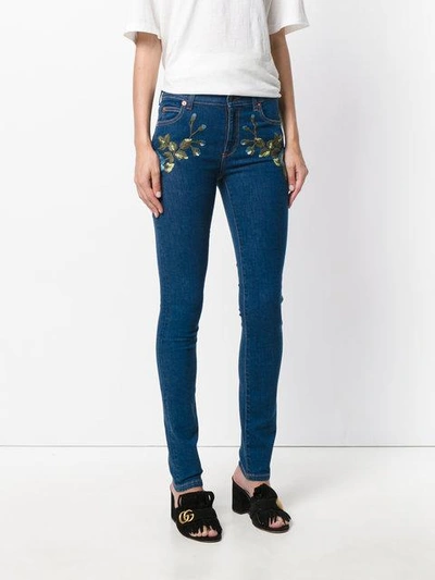Shop Gucci Floral Embroidered Skinny Jeans