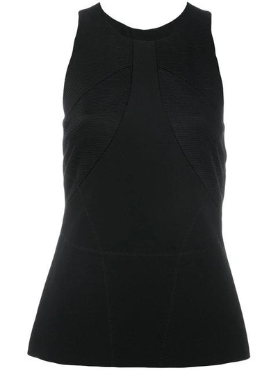 Shop Versace Satin-panelled Crepe Top In Black