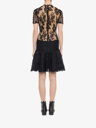 Shop Alexander Mcqueen Lace Mini Dress In Black