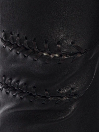 Shop Alexander Mcqueen Whip-stitched Leather Leggings In Black