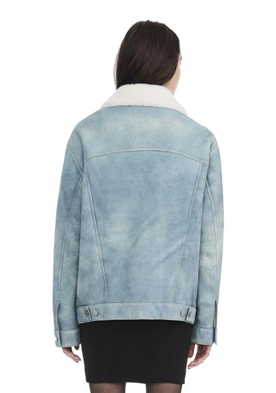 Shop Alexander Wang Denim Shearling Jacket In Slate Blue