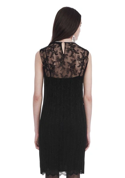 Shop Alexander Wang Pleated Lace Sleeveless Dress With Chain Trim In Black