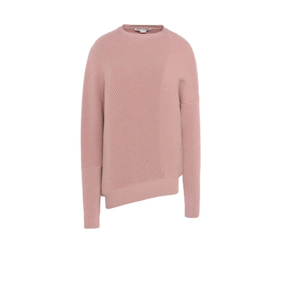 Stella Mccartney Oversized Asymmetric Ribbed Knit Sweater In Pink