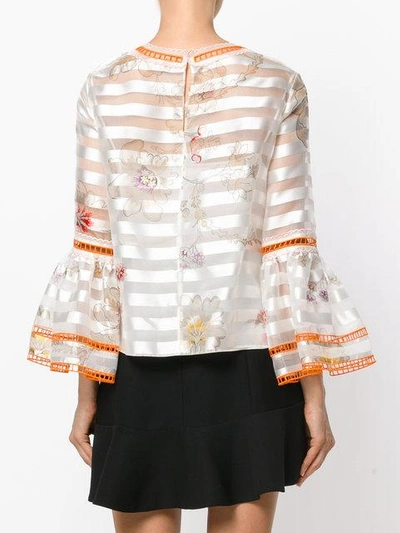 Shop Fendi Flower Print Blouse In Neutrals