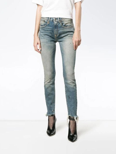 Shop R13 Jenny Washed Blue Mid Rise Skinny Jeans