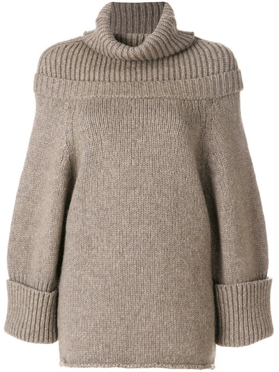 Jw Anderson Oversized Mock Neck Knit Sweater In Neutrals | ModeSens