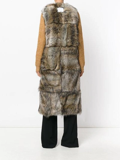 Shop Stella Mccartney Faux Fur Sleeveless Coat In Brown