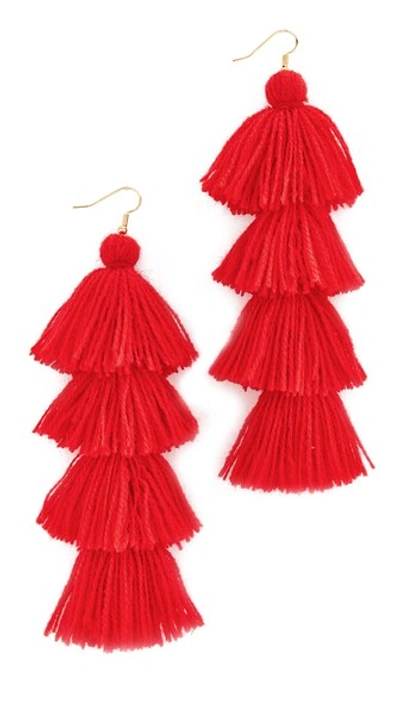Misa Solid Tassel Earrings In Red